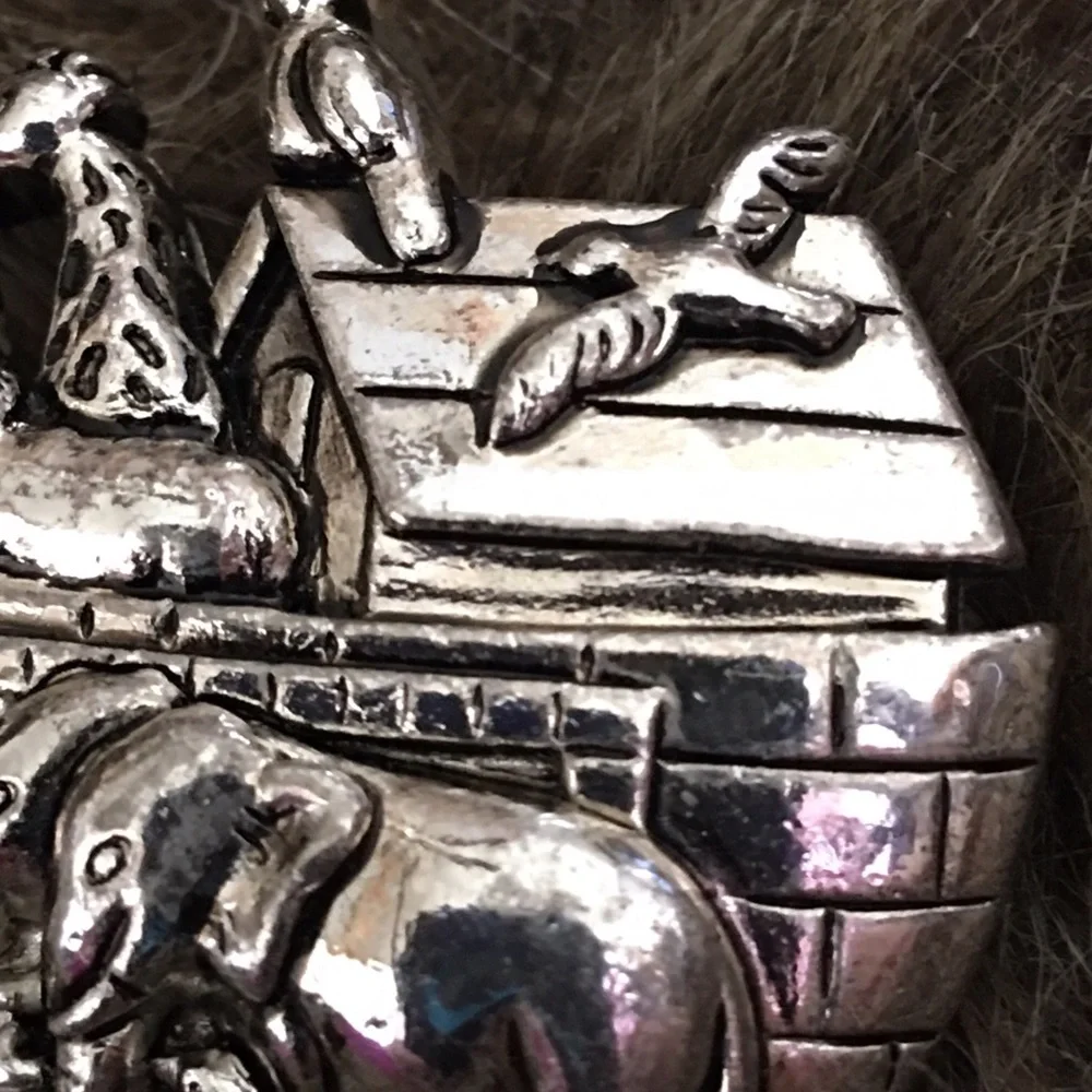 Vintage silver tone Noah’s ark pin brooch pendant